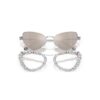 2 In 1 Clip-On Sunglasses Statement, Cat-Eye Shape, Sk7011, White