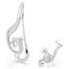 Ariana Grande X Swarovski Clip Earrings Asymmetrical Design, Crystal Pearl, Baguette Cut, White, Rhodium Plated
