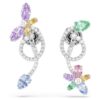 Ariana Grande X Swarovski Drop Earrings with Ear Jacket Mixed Cuts, Dragonfly, Flower, Multicolored, Rhodium Plated