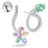 Ariana Grande X Swarovski Drop Earrings with Ear Jacket Mixed Cuts, Dragonfly, Flower, Multicolored, Rhodium Plated
