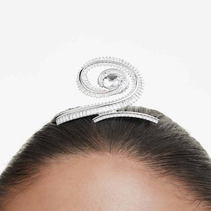 Ariana Grande X Swarovski Hair Clip Baguette Cut, White, Rhodium Plated Ariana Grande X Swarovski Hair Clip Baguette Cut, White, Rhodium Plated