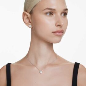 Ariana Grande X Swarovski Pendant Mixed Cuts, Heart, White, Rhodium Plated