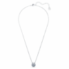 Bella V Pendant Round Cut, Blue, Rhodium Plated