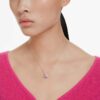 Bella V Pendant Round Cut, Pink, Rhodium Plated