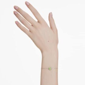 Birthstone Bracelet Square Cut, August, Green, Rhodium Plated Birthstone Bracelet Square Cut, August, Green, Rhodium Plated