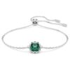 Birthstone Bracelet Square Cut, May, Green, Rhodium Plated Birthstone Bracelet Square Cut, May, Green, Rhodium Plated