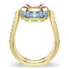 Chroma Ring Cushion Cut, Multicolored, Gold-Tone Plated