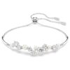 Constella Bangle Crystal Pearl, Round Cuts, White, Rhodium Plated