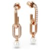 Constella Drop Earrings Crystal Pearl, Round Cut, White, Rose Gold-Tone Plated