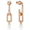 Constella Drop Earrings Crystal Pearl, Round Cut, White, Rose Gold-Tone Plated