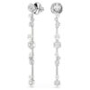 Constella Drop Earrings Crystal Pearl, Round Cuts, White, Rhodium Plated