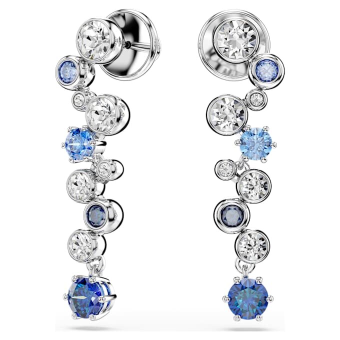 Constella Drop Earrings Mixed Cuts, Blue, Rhodium Plated Constella Drop Earrings Mixed Cuts, Blue, Rhodium Plated
