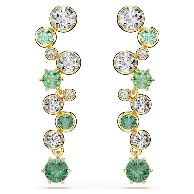 Constella Drop Earrings Mixed Cuts, Green, Gold-Tone Plated Constella Drop Earrings Mixed Cuts, Green, Gold-Tone Plated