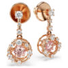 Constella Drop Earrings Round Cut, Dancing Stone, Pink, Rose Gold-Tone Plated