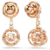 Constella Drop Earrings Round Cut, Dancing Stone, Pink, Rose Gold-Tone Plated