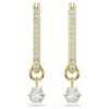 Constella Drop Earrings Round Cut, White, Gold-Tone Plated Constella Drop Earrings Round Cut, White, Gold-Tone Plated