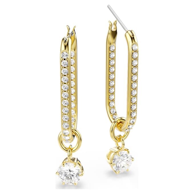 Constella Drop Earrings Round Cut, White, Gold-Tone Plated Constella Drop Earrings Round Cut, White, Gold-Tone Plated