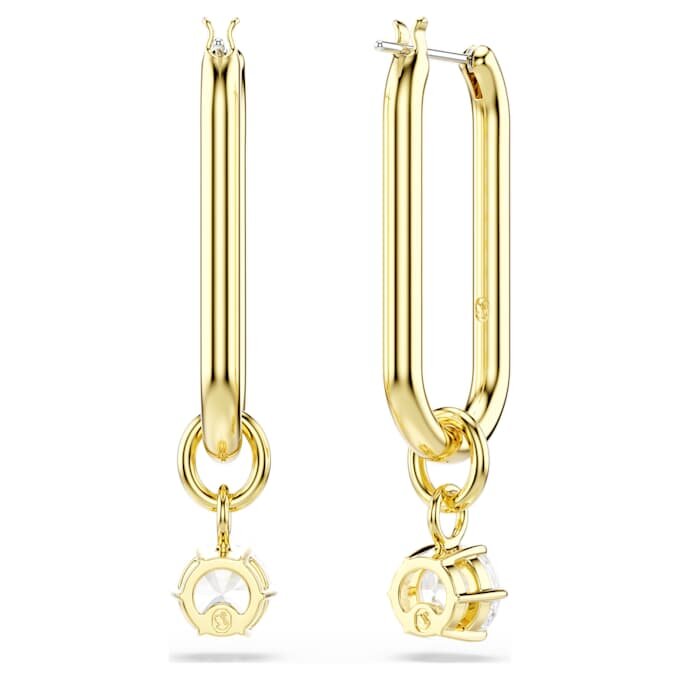 Constella Drop Earrings Round Cut, White, Gold-Tone Plated Constella Drop Earrings Round Cut, White, Gold-Tone Plated