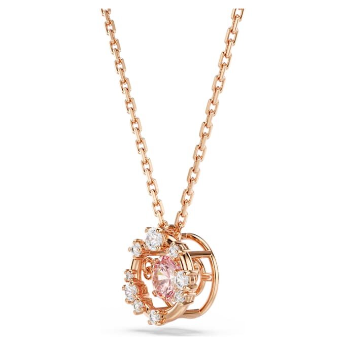 Constella Pendant Round Cut, Dancing Stone, Pink, Rose Gold-Tone Plated Constella Pendant Round Cut, Dancing Stone, Pink, Rose Gold-Tone Plated