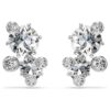 Constella Stud Earrings Round Cut, White, Rhodium Plated