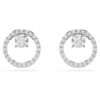 Constella Stud Earrings Round Cut, White, Rhodium Plated