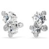 Constella Stud Earrings Round Cut, White, Rhodium Plated
