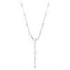 Constella Y Necklace Crystal Pearl, Round Cuts, White, Rhodium Plated