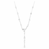 Constella Y Necklace Crystal Pearl, Round Cuts, White, Rhodium Plated