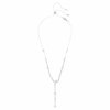 Constella Y Necklace Crystal Pearl, Round Cuts, White, Rhodium Plated