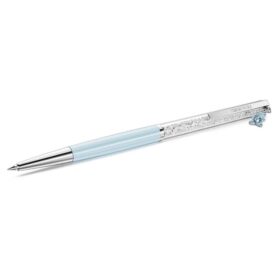 Crystalline Ballpoint Pen Teddy, Blue, Blue Lacquered, Chrome Plated
