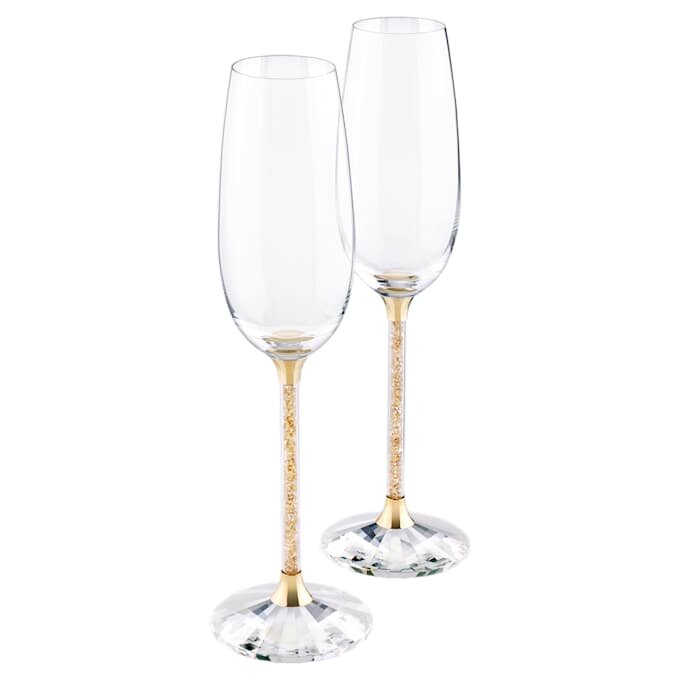 Crystalline Toasting Flutes Gold Tone (Set Of 2) Crystalline Toasting Flutes Gold Tone (Set Of 2)
