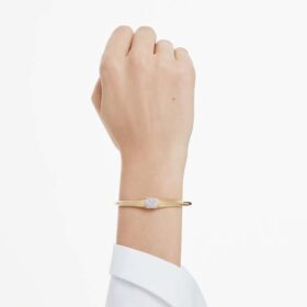 Dextera Bangle Round Cut, White, Gold-Tone Plated