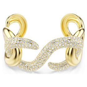 Dextera Cuff Round Cut, White, Gold-Tone Plated Dextera Cuff Round Cut, White, Gold-Tone Plated