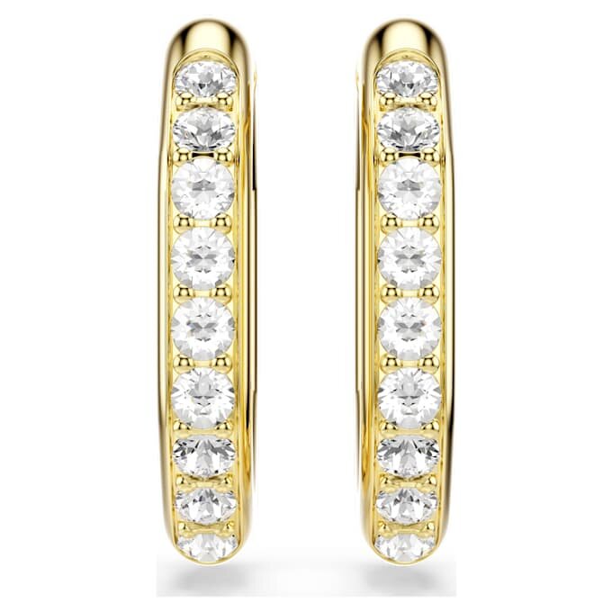 Dextera Hoop Earrings Octagon Shape, Round Cut, Medium, White, Gold-Tone Plated Dextera Hoop Earrings Octagon Shape, Round Cut, Medium, White, Gold-Tone Plated