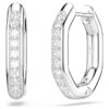 Dextera Hoop Earrings Octagon Shape, Round Cut, Small, White, Rhodium Plated