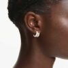 Dextera Hoop Earrings Round Cut, Mini, White, Gold-Tone Plated
