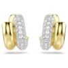 Dextera Hoop Earrings Round Cut, Mini, White, Gold-Tone Plated
