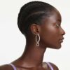 Dextera Hoop Earrings Round Cut, White, Gold-Tone Plated Dextera Hoop Earrings Round Cut, White, Gold-Tone Plated