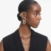 Dextera Hoop Earrings Small, White, Gold-Tone Plated Dextera Hoop Earrings Small, White, Gold-Tone Plated