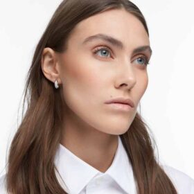 Dextera Hoop Earrings Small, White, Rhodium Plated Dextera Hoop Earrings Small, White, Rhodium Plated