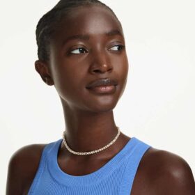 Dextera Necklace Round Cut, White, Gold-Tone Finish