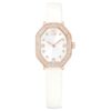 Dextera Octagon Watch Swiss Made, Leather Strap, White, Rose Gold-Tone Finish