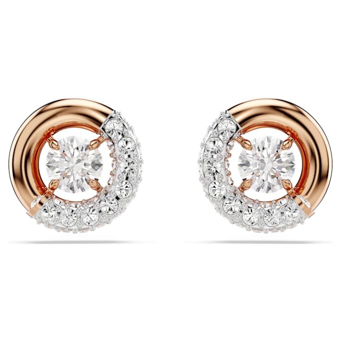 Dextera Stud Earrings Round Cut, White, Rose Gold-Tone Plated Dextera Stud Earrings Round Cut, White, Rose Gold-Tone Plated