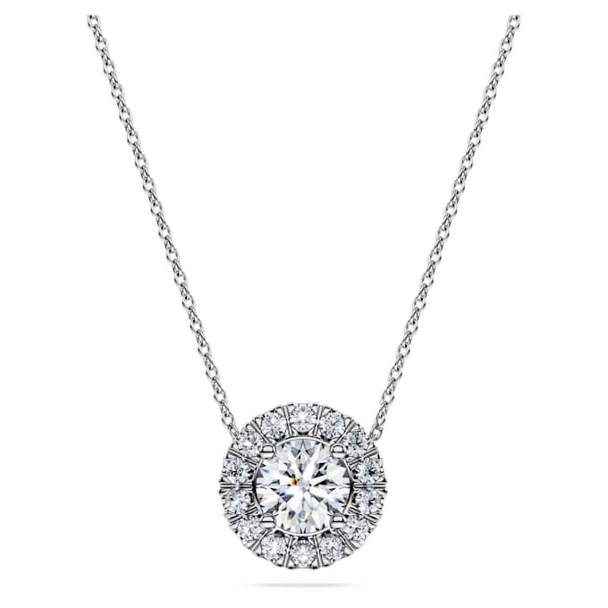 Eternity Halo Solitaire Pendant Lab-Grown Diamonds 1 Ct Tw, Round Shape, 14K White Gold Eternity Halo Solitaire Pendant Lab-Grown Diamonds 1 Ct Tw, Round Shape, 14K White Gold