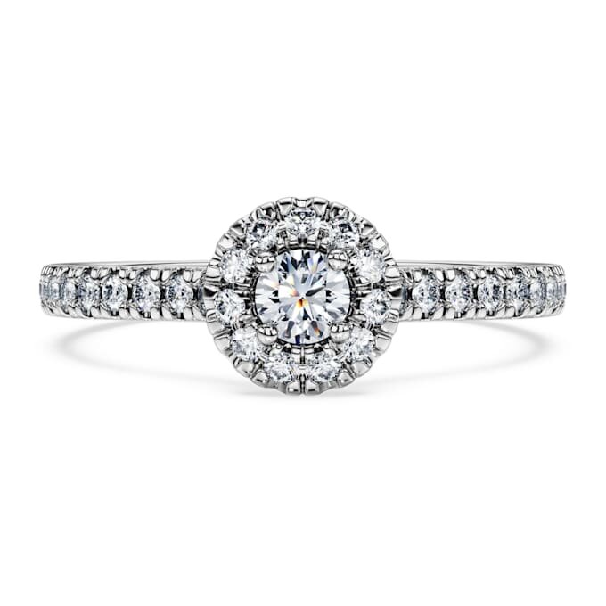 Eternity Halo Solitaire Ring Lab-Grown Diamonds 0.45 Ct Tw, Round Shape, Sterling Silver Eternity Halo Solitaire Ring Lab-Grown Diamonds 0.45 Ct Tw, Round Shape, Sterling Silver