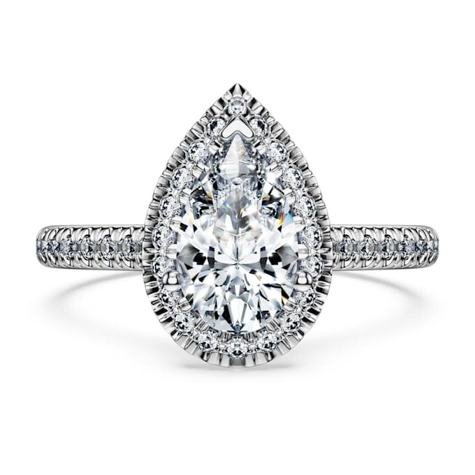 Eternity Halo Solitaire Ring Lab-Grown Diamonds 1.3 Ct Tw, Pear Shape, 14K White Gold Eternity Halo Solitaire Ring Lab-Grown Diamonds 1.3 Ct Tw, Pear Shape, 14K White Gold