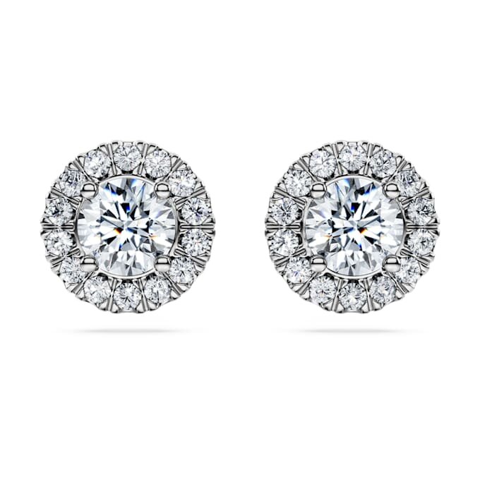 Eternity Halo Stud Earrings Lab-Grown Diamonds 2 Ct Tw, Round Shape, 14K White Gold Eternity Halo Stud Earrings Lab-Grown Diamonds 2 Ct Tw, Round Shape, 14K White Gold