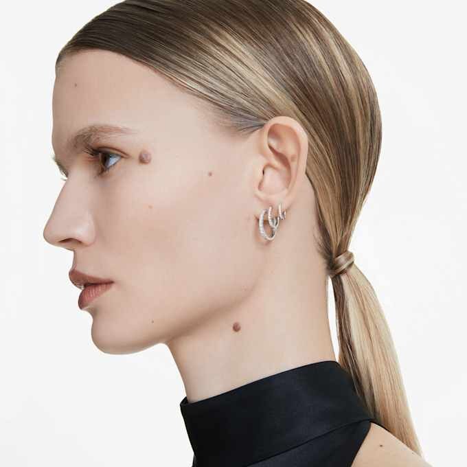 Eternity Hoop Earrings Lab-Grown Diamonds 0.1 Ct Tw, Round Shape, Small, 14K White Gold Eternity Hoop Earrings Lab-Grown Diamonds 0.1 Ct Tw, Round Shape, Small, 14K White Gold