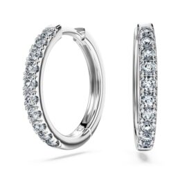 Eternity Hoop Earrings Lab-Grown Diamonds 0.56 Ct Tw, Round Shape, Sterling Silver