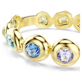 Gema Bangle Mixed Cuts, Multicolored, Gold-Tone Plated Gema Bangle Mixed Cuts, Multicolored, Gold-Tone Plated